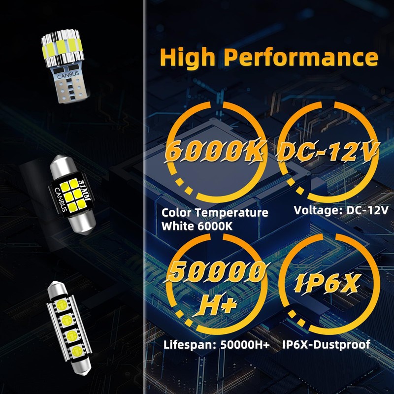DMEPUGI Interior LED Lights Kit Fit GMC Sierra 1999-2006,6000K Super