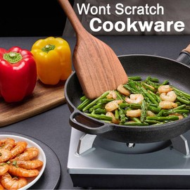 Wooden Spoons for Cooking Non-Stick Kitchen Pan Toolset 5 PCS Set,Natural Kitchen Utensils Spatula, Wooden Cooking Utensils Spoons, Fried Spatula and Salad Fork, Pasta Spoon, Wooden Spoon Set