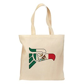 TOOLOUD Hecho en Mexico Eagle Symbol - Mexican Flag Grocery Tote Bag - Natural