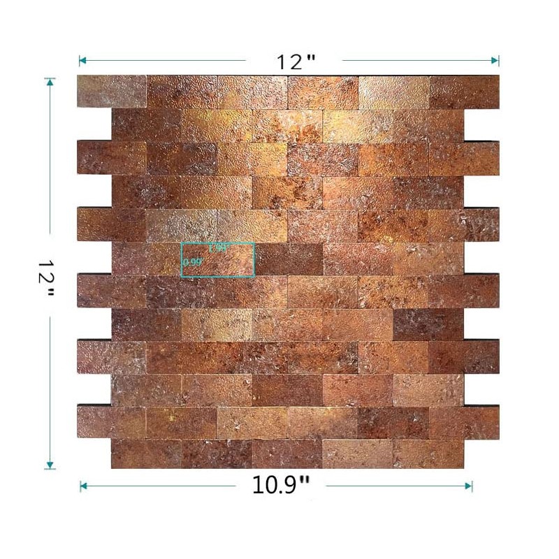 WEIMEISC 10 pcs Peel and Stick Tile Backsplash,Metal Subway Tile