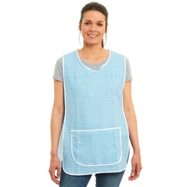 Ladies Dogtooth Design With Piping Tabard Apron Overalls Front Pocket Stylish Tabards for Women Casual Aprons for Women to Use in Home Kitchen Restaurants Coffee Shops UK Made (XXL, Aqua)