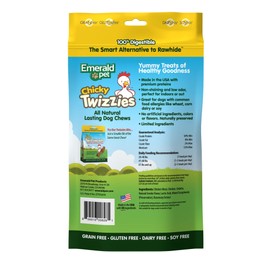 Emerald Pet - Dog Chews, Chicken Chew Treats, Rawhide Free, All-Natural Chew Sticks, Lasting Dog Treat, 100% Digestible, No Mess, Grain-Free, Gluten-Free (Twizzies, Size 9) 6-Pack, Yellow (00217)