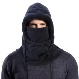 AYPOW Unisex Thermal Fleece Balaclava, Winter Multifunctional Windproof Ski Mask, Face Cover, Fleece Hood Hat with Neck Warmer, Neck Warmer, Men Women Face Mask, Outdoor, Running, Cycling, navy