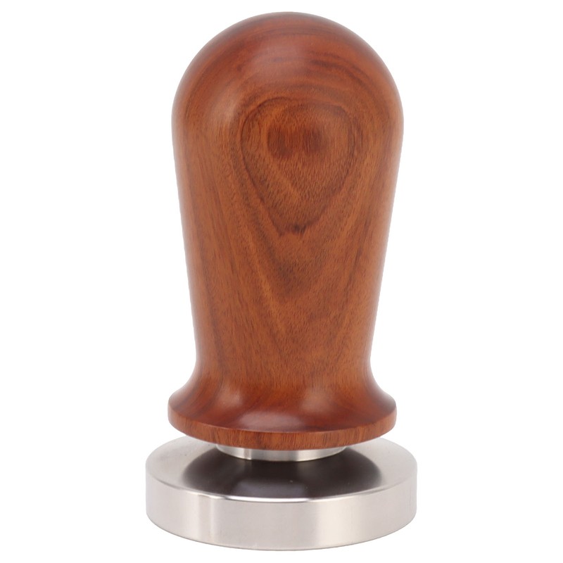 Coffee Tamper with Flat Stainless Steel Base Wooden Handle Coffee