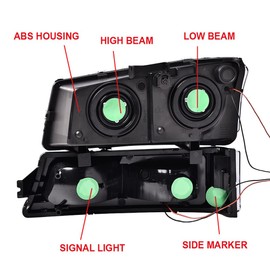 ANDPLAY LED DRL Front Headlights Assembly Left & Right Compatible with Chevy Avalanche 1500 2500/Silverado 1500 2500 3500 & HD 2003-2006 15199556,15199557 Smoky lens Black Housing Clear Reflector