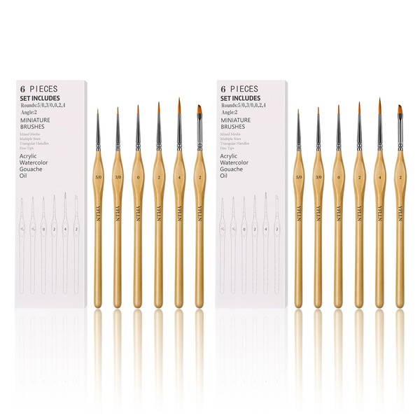 6Pcs Micro Paint Brushes Set with Triangular Handles - for