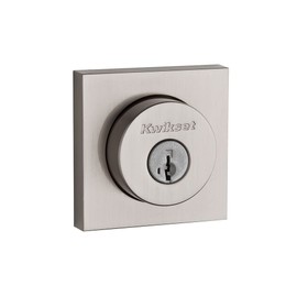 Kwikset 91580-001 Halifax Slim Square Single Cylinder Deadbolt featuring SmartKey in Satin Nickel