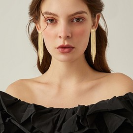 FANZE Tassel Earrings for Women Sliver Statement Dangle Waterfall Fringe Earring Trendy Jewelry Gift for Party Prom Birthday Valentine Easter Chrismas