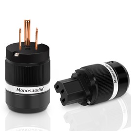 Monosaudio HiFi Power Plug Pure Copper 15A/125V 10A/250V IEC C13/C15 Power Connector Hi-end Audio Power Plug for DIY Audiophile Power Cord HiFi Audio AC Power Cable(Gold Plated)（M101G/F101G）