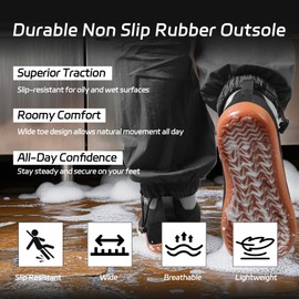 BUHCFBO Non Slip Work Shoes for Men Food Service Slip On Chef Kitchen Shoes Wide Toe Box Work Shoes Restaurant Slip Resistant Hospital Walking Zero Drop Sneakers, Black, 11 Wide