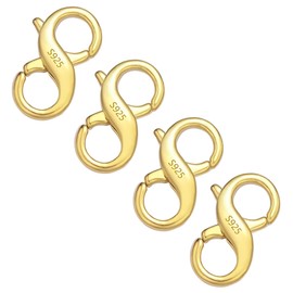 4Pcs Double Lobster Clasp Gold Necklace Clasps Extender Lobster Clasp Double Opening Lock Clasps Connector 14k Goldplated Jewelry Clasp 13mm Large Double Claw Clasps for Necklace Jewelry DIY Making