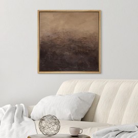 SIGNWIN Framed Canvas Print Wall Art Moody Brown Abstract Landscape Illustrations Modern Art Decorative Minimal Calm/Zen for Living Room, Bedroom, Office - 24"x24" Natural