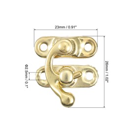 sourcing map 6 Pcs Vintage Lock Clasp, 23 x 26mm Mini Swing Arm Clasp Latch Left Latch Hook Hasp with Screws for Jewelry Box Suitcase Toolbox Wooden Case, Gold