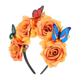 Healeved Elegant Butterfly Headband Floral Headband for Women Prom Headpiece Hair Accessories Flowers