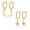 Loutade Silver Drop Hoop Earrings for Women, 2 Pairs 925