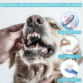 URMYONLY Dog Toothbrush, 360 Degree Finger Toothbrush, Triple Head Toothbrushes,Cleaning Brushes for Dog Cat Oral Dental Health (12 Kit)