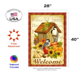 Toland Home Garden 102503 Autumn Birds Fall Flag 28x40 Inch Double Sided for Outdoor Welcome House Yard Decoration