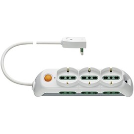 VIMAR FP00533.C.B Power Strip with Light Switch and Surge Limiter 3 Universal Sockets 6 Sockets White