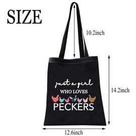 BDPWSS Chicken Lover Gift Just a Girl Who Loves Peckers Funny Chicken Farmer Lover Tote Bag (Girl loves Pecker TGCA bl)