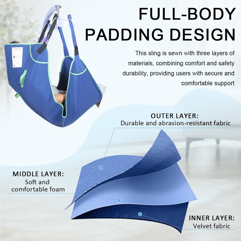 EZ Assistive Patient Lift Sling, Fully Body Lifting Sling with