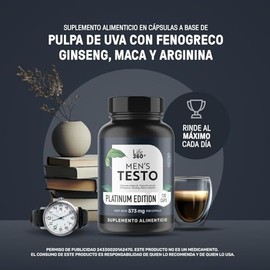 LIFE 360+ Testo Platinum | 120 Cápsulas 573 Miligramos por Porción | Maca y Arginina | Tomar 2 Cápsulas al Día | Suplementos Alimenticios | 60 Porcion