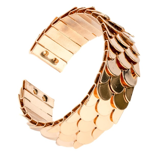 Reptilian Glam 18K Gold Plated Cuff; Serpentine or Scales Bangle
