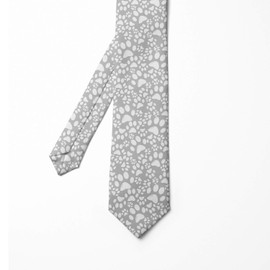 Ambesonne Necktie, Dog Foot Mark on Grey, 3.7", White