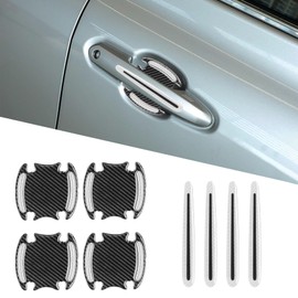 QZTYTY 8PCS Car Door Handle Protector Reflective Sticker, Vehicle Door Stickers, 3D Carbon Fiber Universal Door Handle Scratch Protector Cover, Auto Door Handle Protective Film for Cars (White)