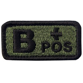 B Type + Tactical Blood Type Embroidered Velcro Patch (Olive and Black)