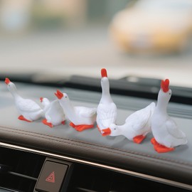 UYUOO Set of 6 Mini Goose Car Dashboard Accessories, Desk Goose Car Accessories for Women Interior, Cute Desktop Goose for Car Home Desk Gifts