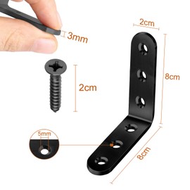 8 pieces corner connectors, angle connectors, 90 degree angle brackets, L-shape, right angle metal connector with screw (80 x 80 x 3 mm)