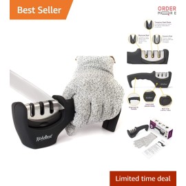 4-in-1 Kitchen Knife Sharpener 3-Stage Polish Repair Restore Cutting Tool