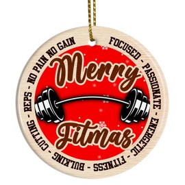 Merry Liftmas Bodybuilding Christmas Ornament, Perfect for Weightlifters, Decorative Holiday Ornament for Trees, Gift Idea for Exercise Enthusiasts, Personal Trainers and Workout Instructors