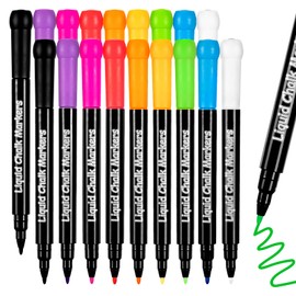JR.WHITE Liquid Chalk Markers - 18 Pack Wet Erase Markers for Acrylic Fridge Calendar, 1mm Fine Tip Chalkboard Markers for Whiteboard, Blackboard, Glass Board, Window, Mirror, Dry Erase Board