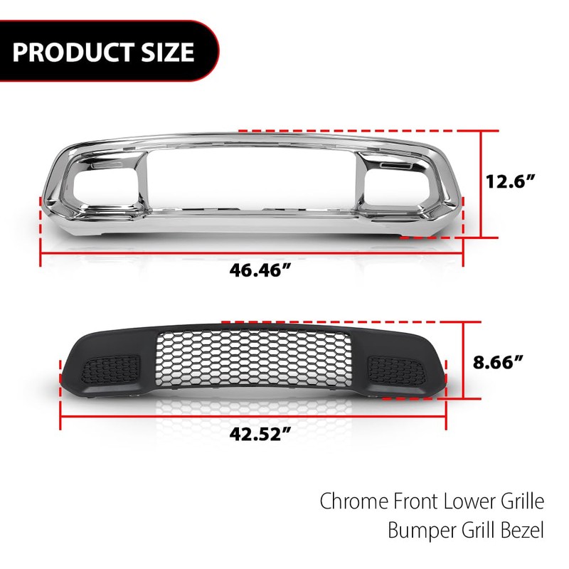 Front Lower Grille & Bumper Grill Bezel, Fit Jeep Grand