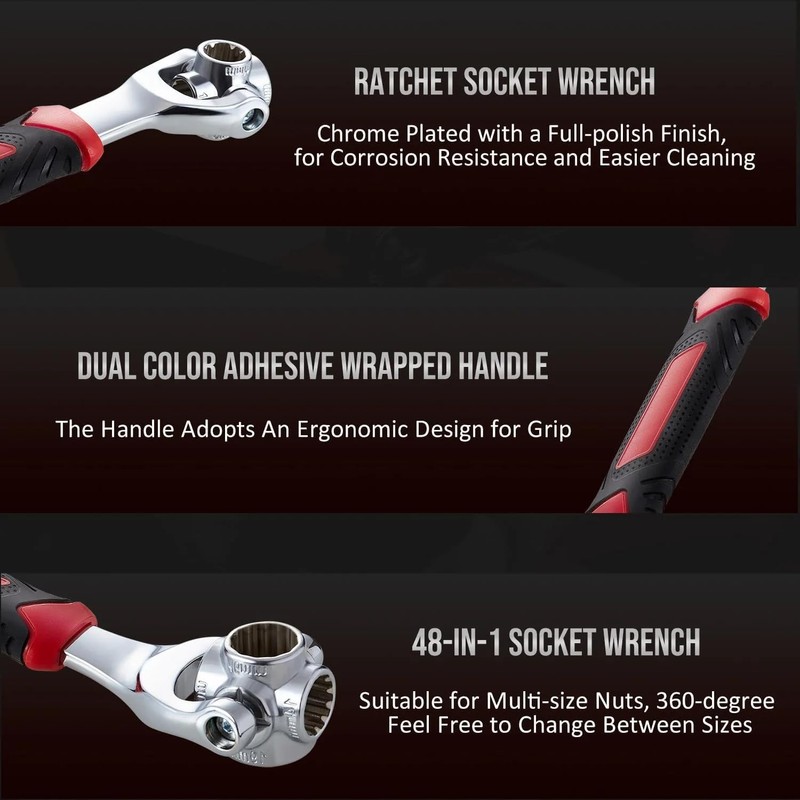 48 in 1 Socket Wrench, Stainless Steel Multi Function Tool