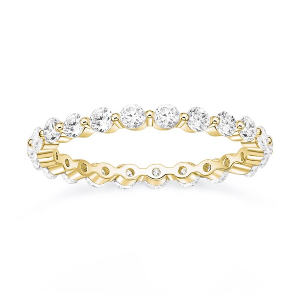 EAMTI 2mm 925 Sterling Silver Wedding Band Yellow Gold Round