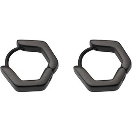 Titanium steel Hexagon Geometrical Shape Classic Simple Plain Hoop Earrings
