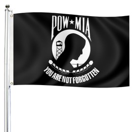 Pow Mia Flag 3x5FT Outdoor Durable polyester Black Pow Flags Banner, You Are Not Forgotten Prisoner of War Flag,Memorial Veterans,Armed Forces,Military Flag with 2 Grommets