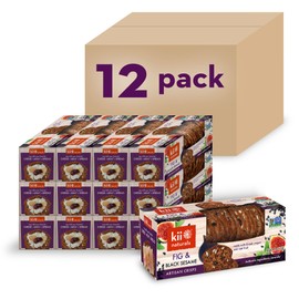 Kii Naturals Artisan Crisps, Healthy Snack Crackers for Cheese, Meats, Spreads, and Charcuterie Boards; Non-GMO, Kosher, No Preservatives, Hand-Crafted - Fig & Black Sesame, 5.3 Ounce (Pack of 12)