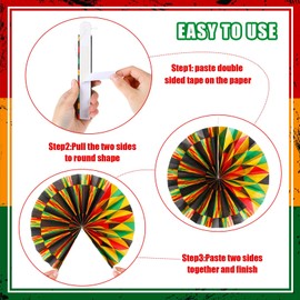 Outus 25 Pcs Juneteenth Party Decorations Juneteenth Black History Month Decorations Happy June 19th Banner Kente Paper Fans Hanging Swirls for June 19th Freedom Day Themed Party Supplies