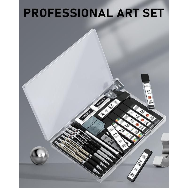 Four Candies 25PCS Art Mechanical Pencil Set, 3 PCS Metal