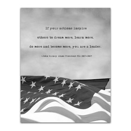 TJ Originals - John Quincy Adams Motivational Wall Decor, Unframed 11 x 14 Wall Art Black & White Print - Office Pictures Wall Decor, Inspirational Gift for Family & Friends (USA Flag (Portrait))