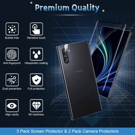 YIDWED 3+2 Pack For Note 10 Screen Protector With Camera Lens Protector,9H Hardness 3D Curved Clear Screen Supports Fingerprint Unlocking Suitable For Note 10 Screen Protector 6.3 Inche