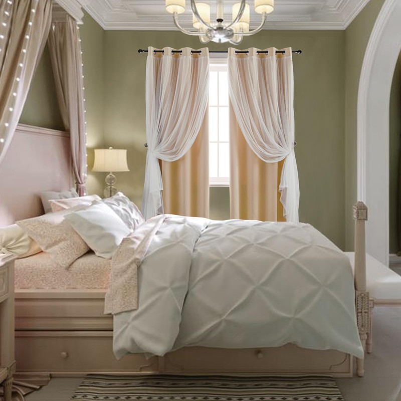 Anytime Home Curtains Blackout and Sheer Layered Solid Window Curtain