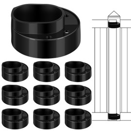 Threlaco 10 Pack Ultra Durable Vinyl Fence Post Donut Heavy-Duty 2-3/8" Steel Post to 5" Vinyl Stabilizer Adapter for Fence Installation Meets 0.150" Wall Thickness