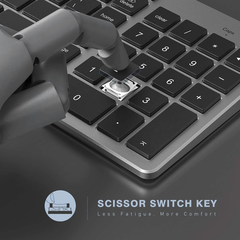 Wireless Keyboard BT3.0 102 Keys Ergonomic Scissor Switch Rechargeable Office