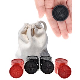 WE Games Wooden Checkers Pieces with Drawstring Storage Bag - 24 Checker Pieces Only - Red & Black, 1.5-inch Diameter