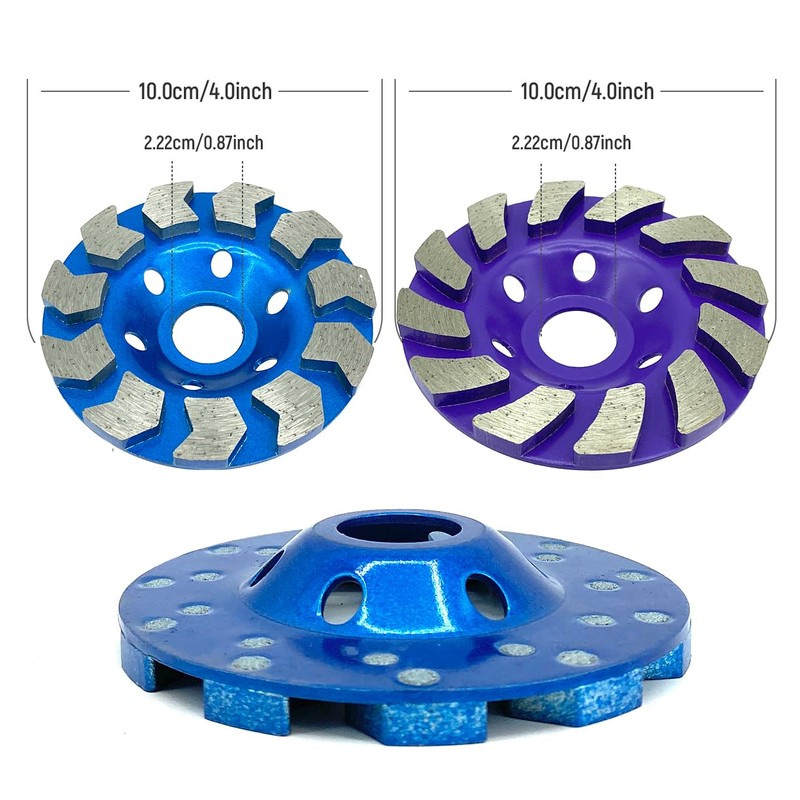 2Pcs Diamond Concrete Grinding Cup Wheels 100mm 4" Set, Fits