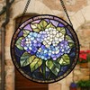 DASTOLL Stained Glass Window Hanging, Hydrangea Flowers Sun Catchers Diamond